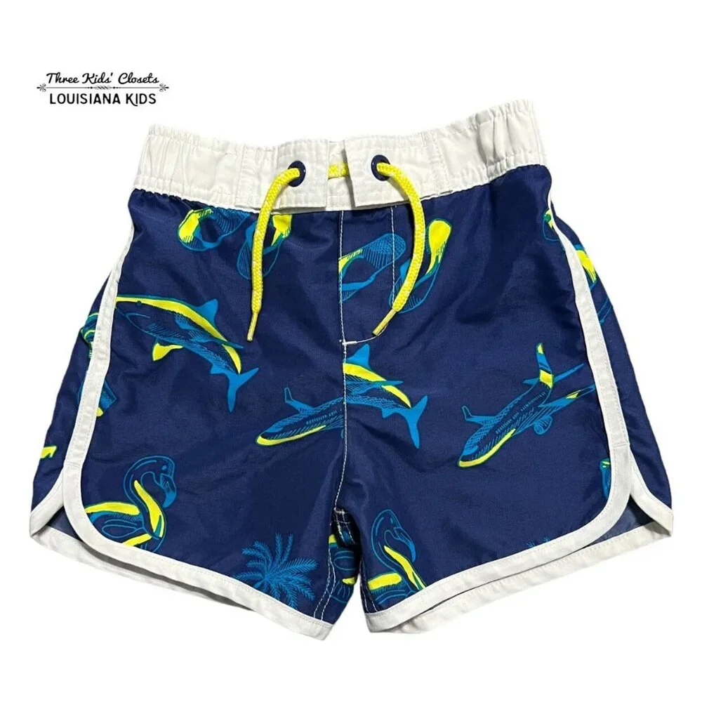 Mini Boden 3-4Y Shark Swim Trunks